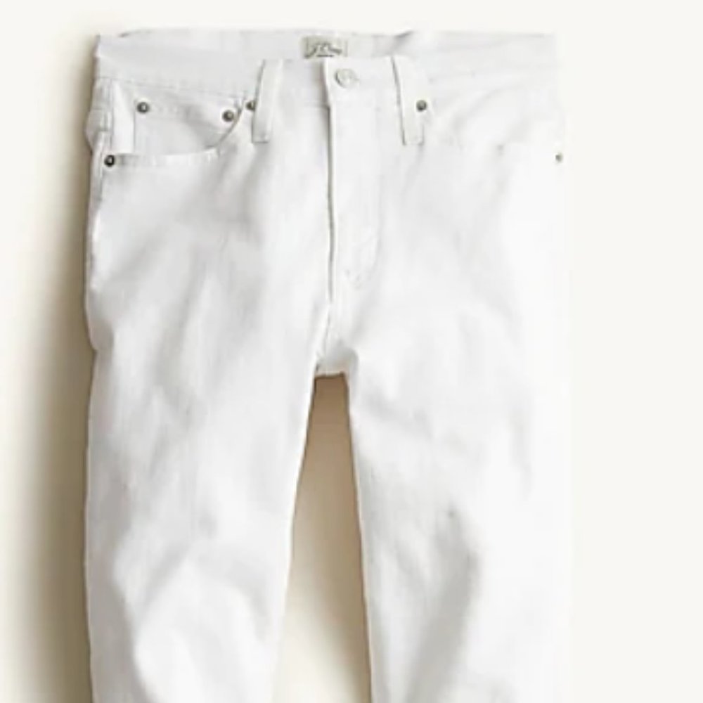 J Crew 9 Inch Mid Rise Demi Boot Crop in White